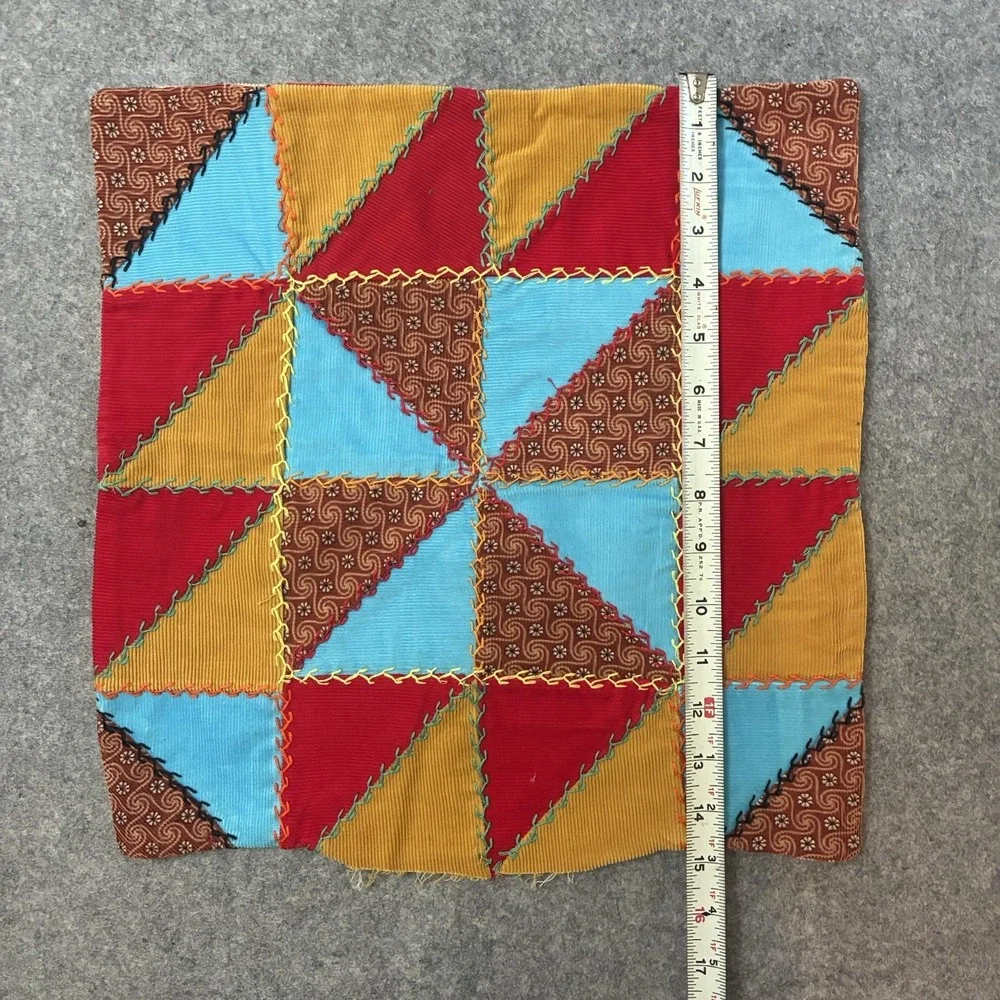 Vintage Crazy Quilt Patchwork Pillow Sham Cover Throw Set Cottagecore Top Boho